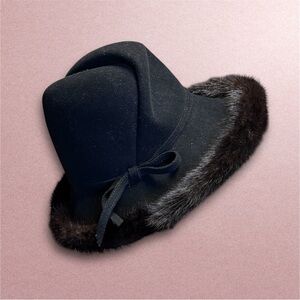 Vintage Fur Trimmed wool hat by the iconic Mr. John Jr. made by Excello